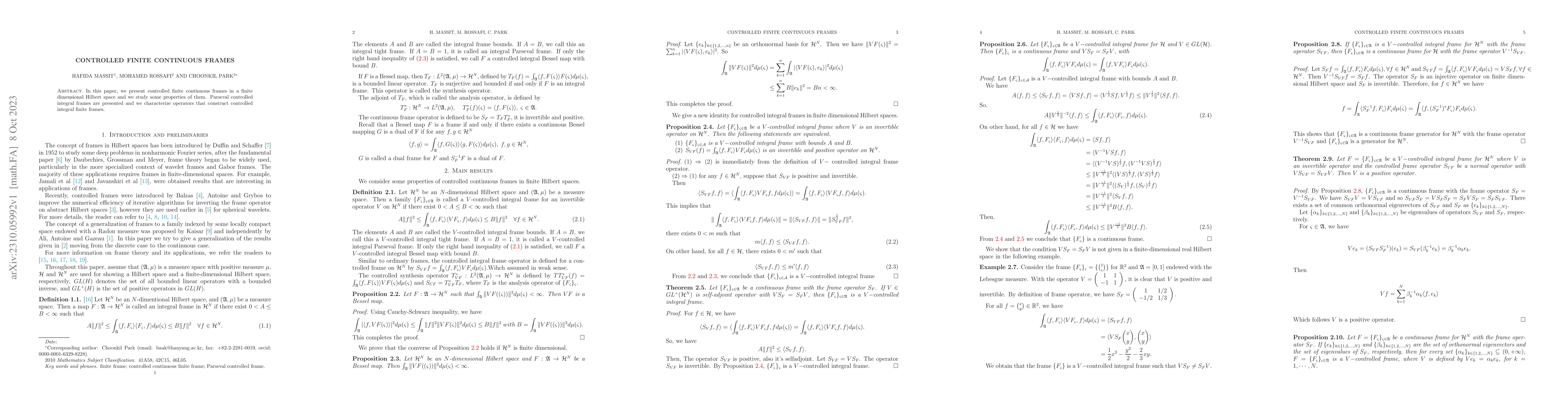 Thumbnail for Controlled finite continuous frames