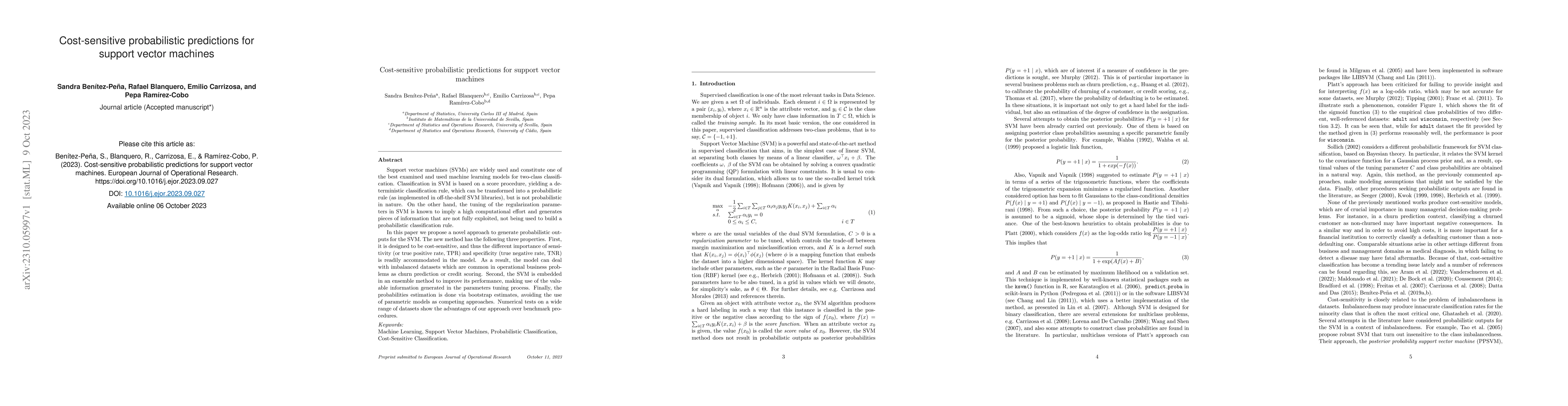 Thumbnail for Cost-sensitive probabilistic predictions for support vector machines