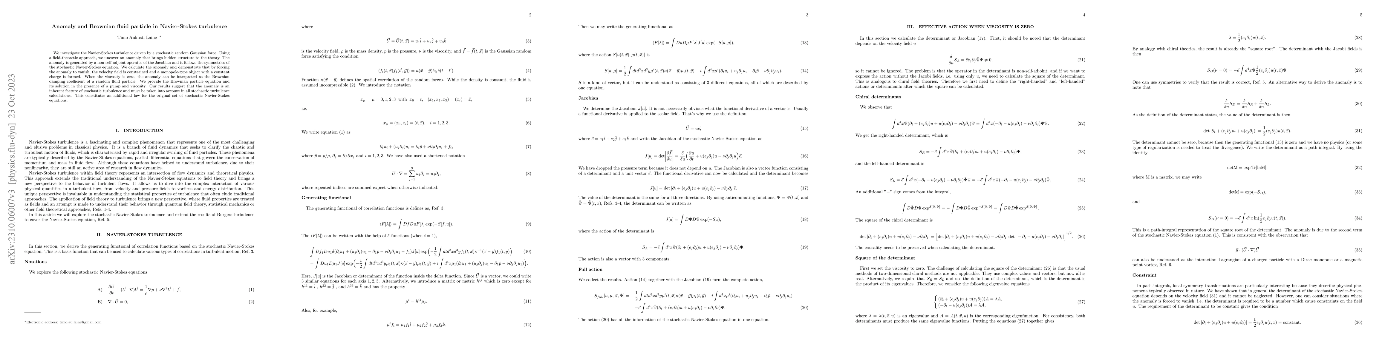 Thumbnail for Anomaly and Brownian fluid particle in Navier-Stokes turbulence