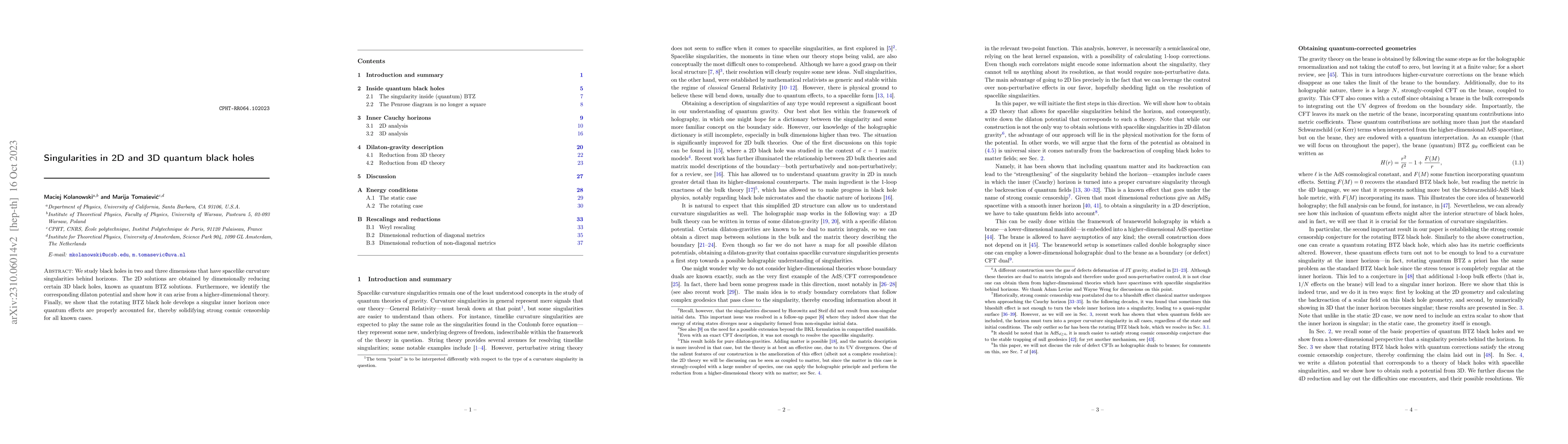 Thumbnail for Singularities in 2D and 3D quantum black holes