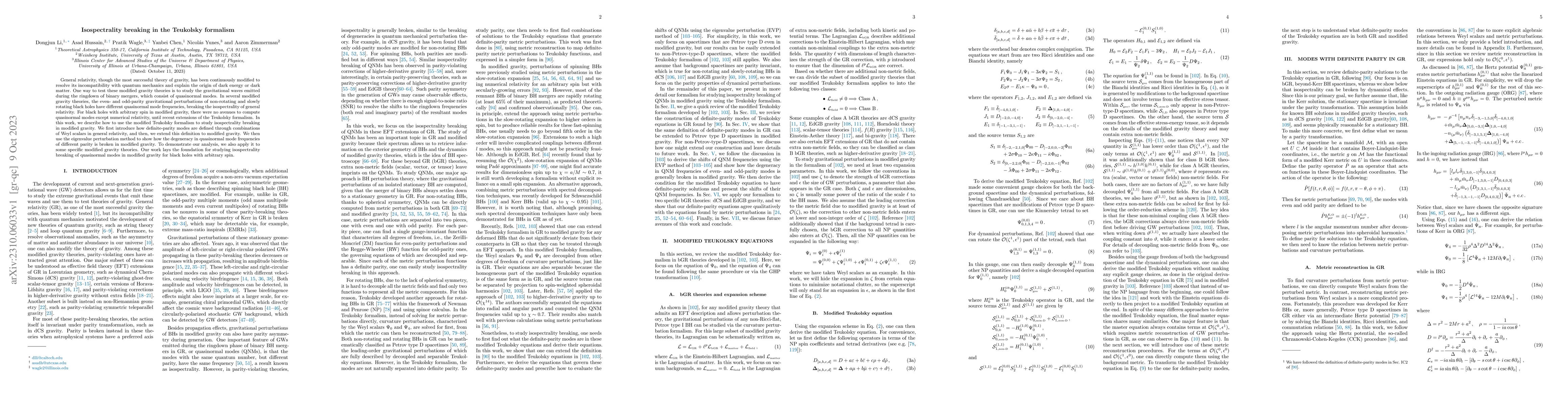 Thumbnail for Isospectrality breaking in the Teukolsky formalism