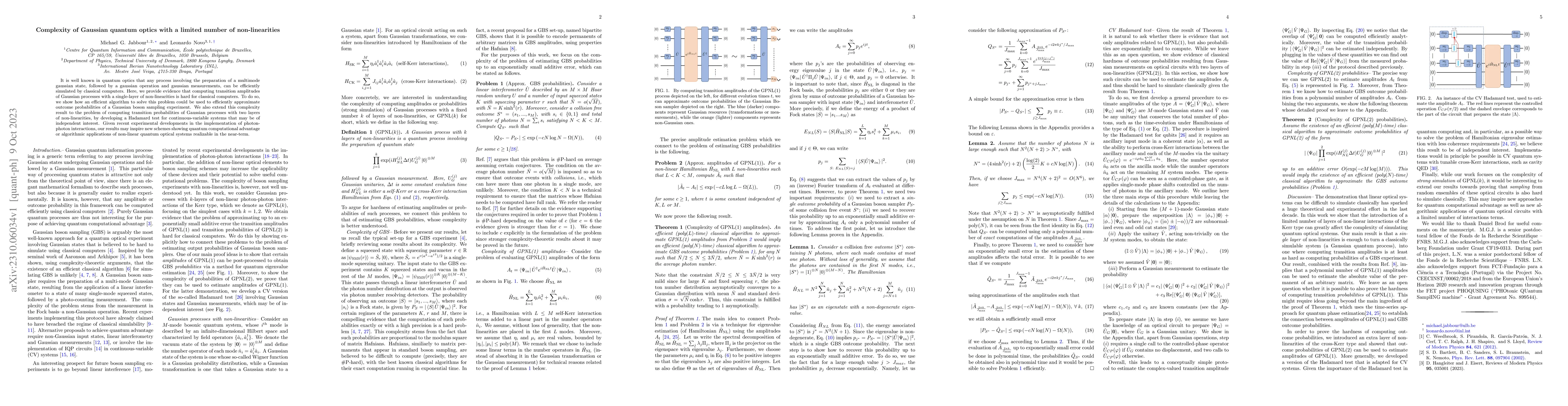 Thumbnail for Complexity of Gaussian quantum optics with a limited number of
  non-linearities