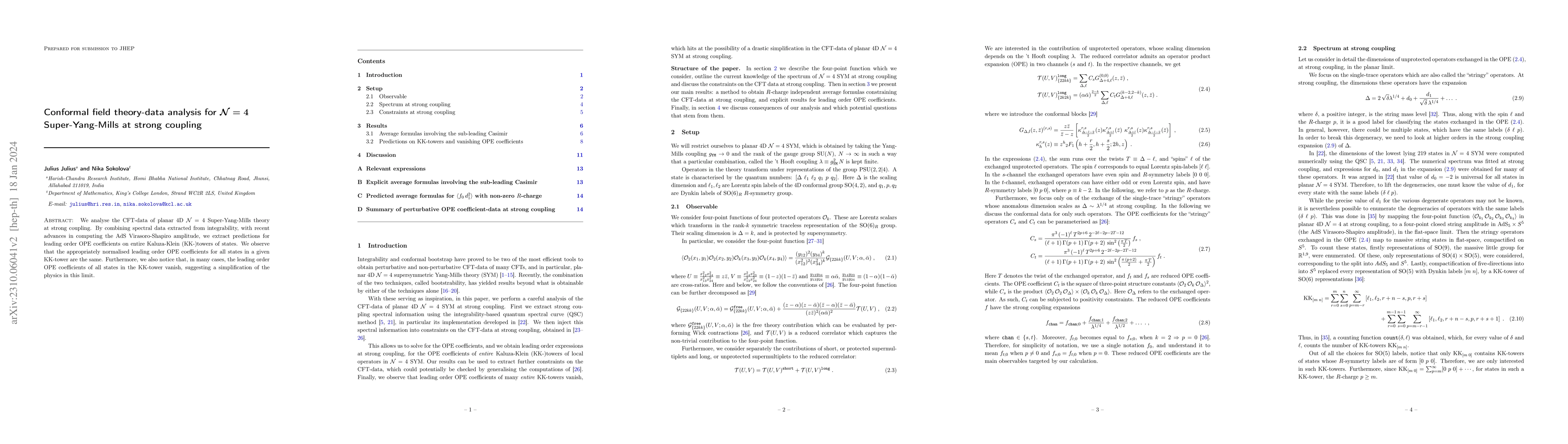 Thumbnail for Conformal field theory-data analysis for $\mathcal{N} = 4$
  Super-Yang-Mills at strong coupling