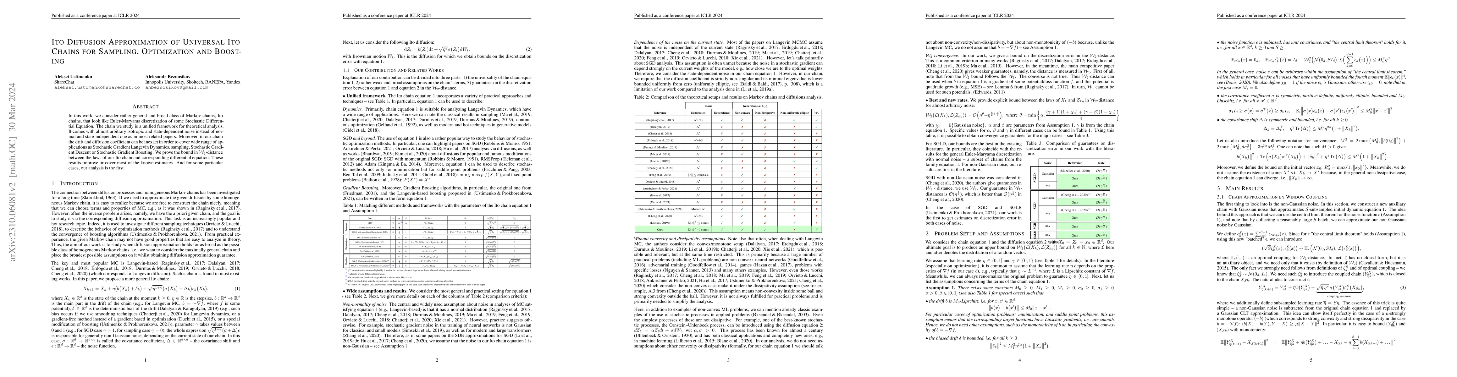 Thumbnail for Ito Diffusion Approximation of Universal Ito Chains for Sampling,
  Optimization and Boosting