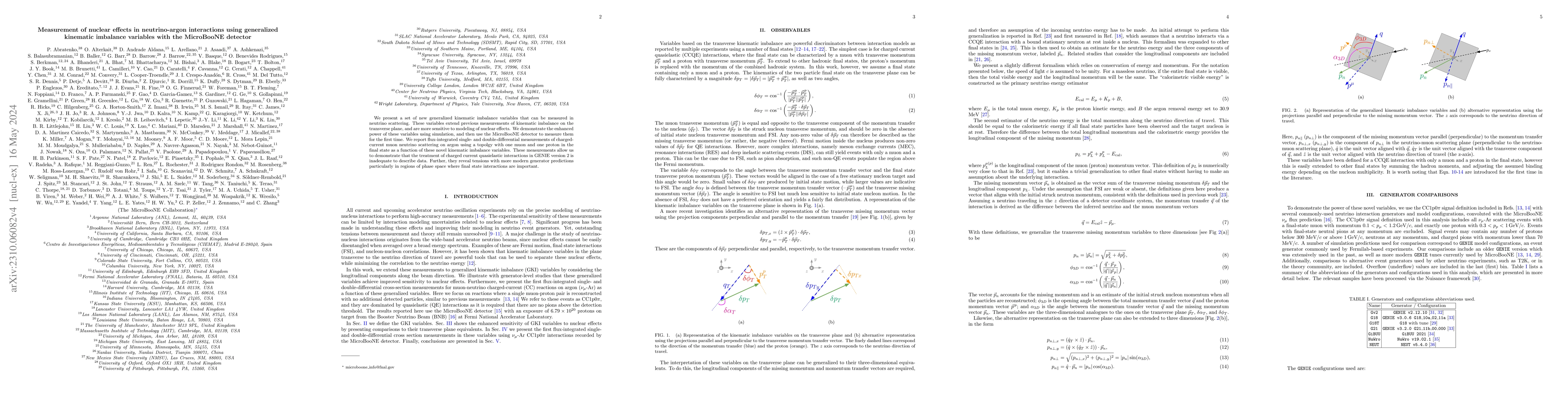 Thumbnail for Measurement of nuclear effects in neutrino-argon interactions using
  generalized kinematic imbalance variables with the MicroBooNE detector