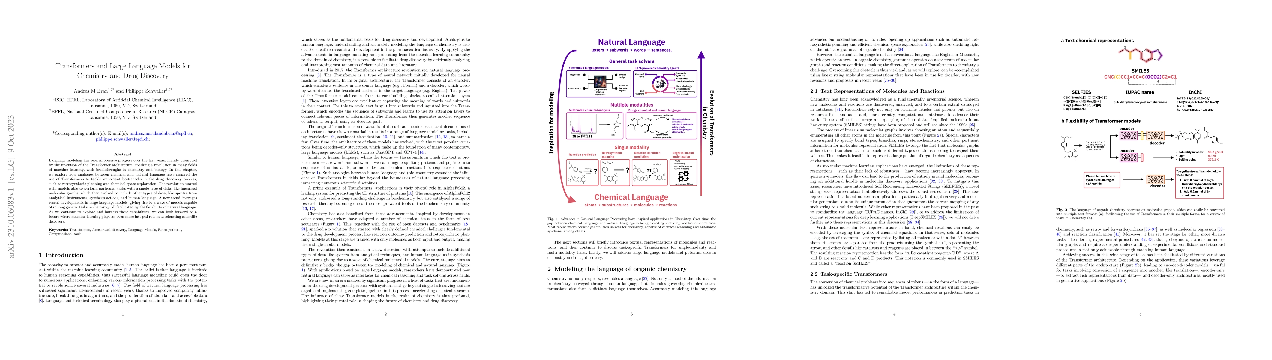 Thumbnail for Transformers and Large Language Models for Chemistry and Drug Discovery