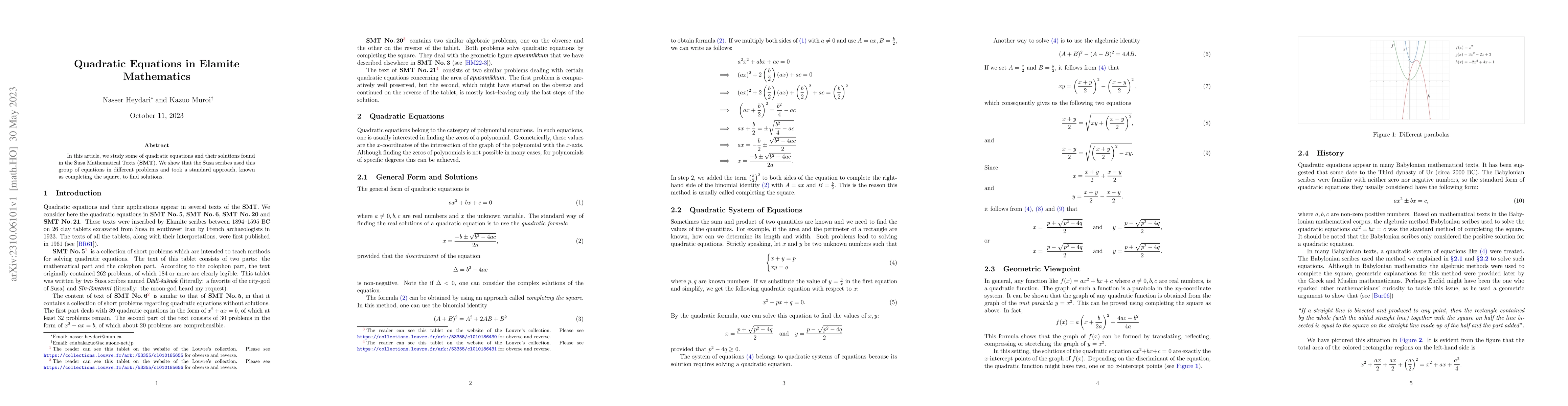 Thumbnail for Quadratic Equations in Elamite Mathematics