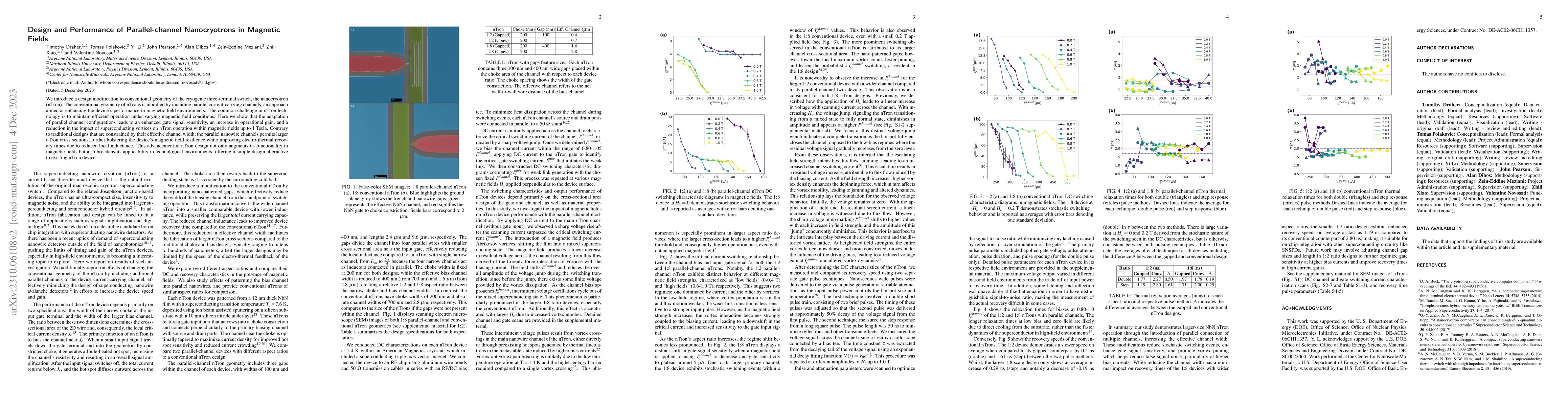 Thumbnail for Design and Performance of Parallel-channel Nanocryotrons in Magnetic
  Fields