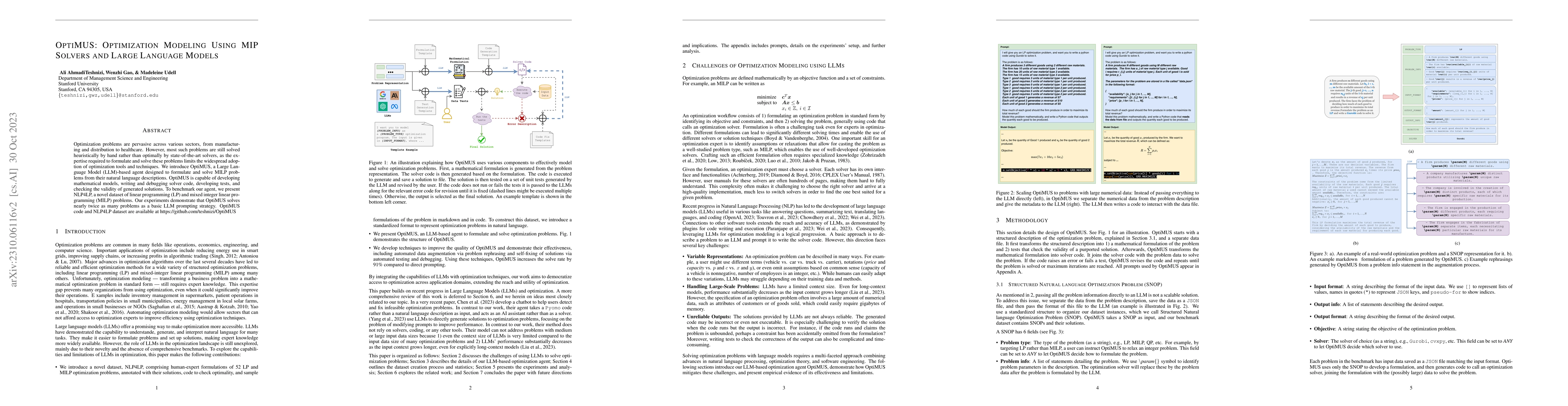 Thumbnail for OptiMUS: Optimization Modeling Using MIP Solvers and large language
  models