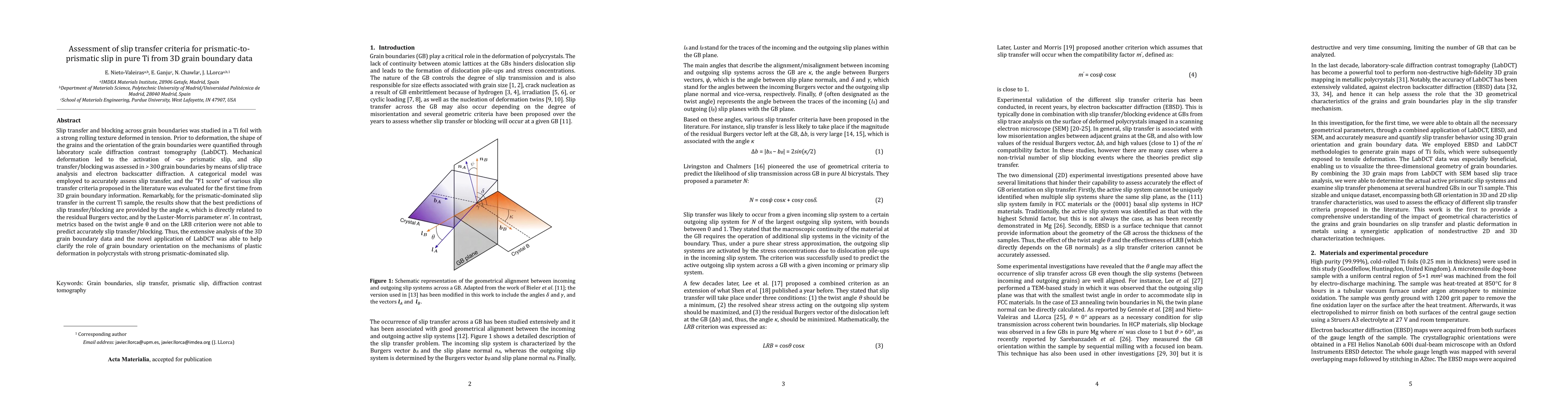 Thumbnail for Assessment of slip transfer criteria for prismatic-to-prismatic slip in
  pure Ti from 3D grain boundary data