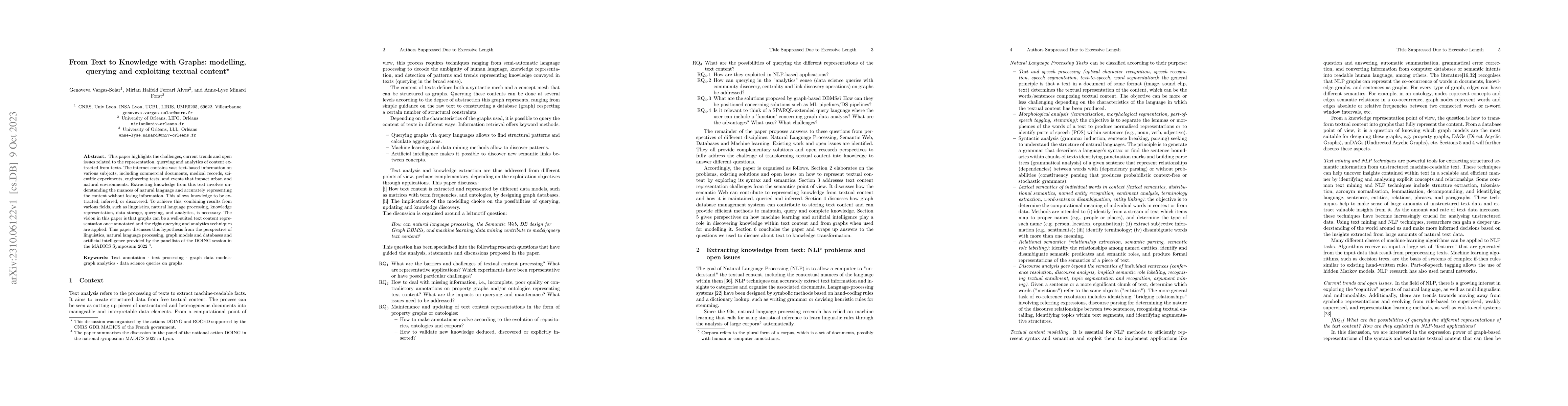Thumbnail for From Text to Knowledge with Graphs: modelling, querying and exploiting
  textual content