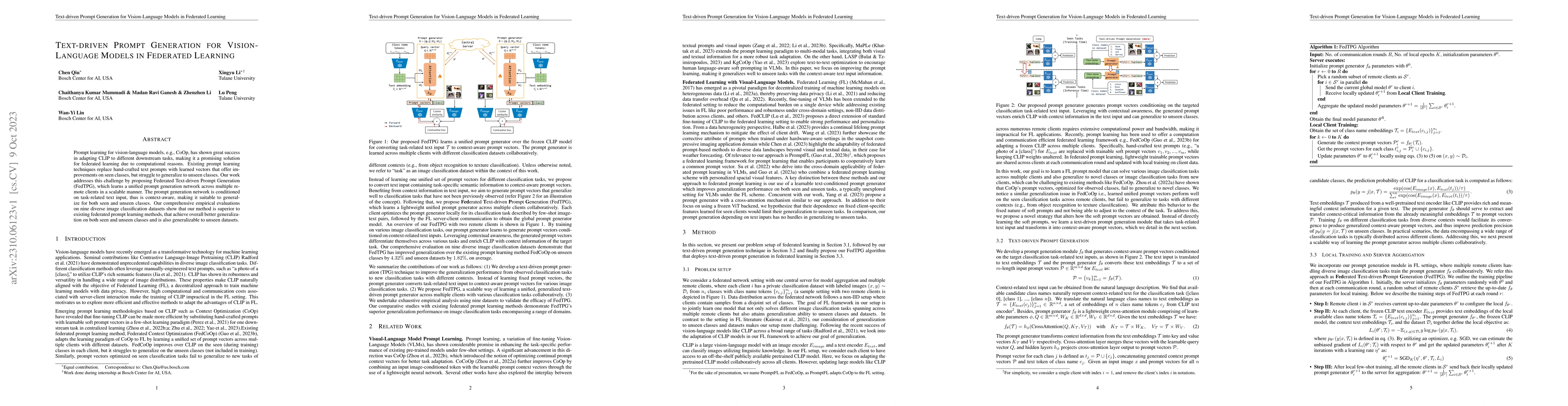 Thumbnail for Text-driven Prompt Generation for Vision-Language Models in Federated
  Learning