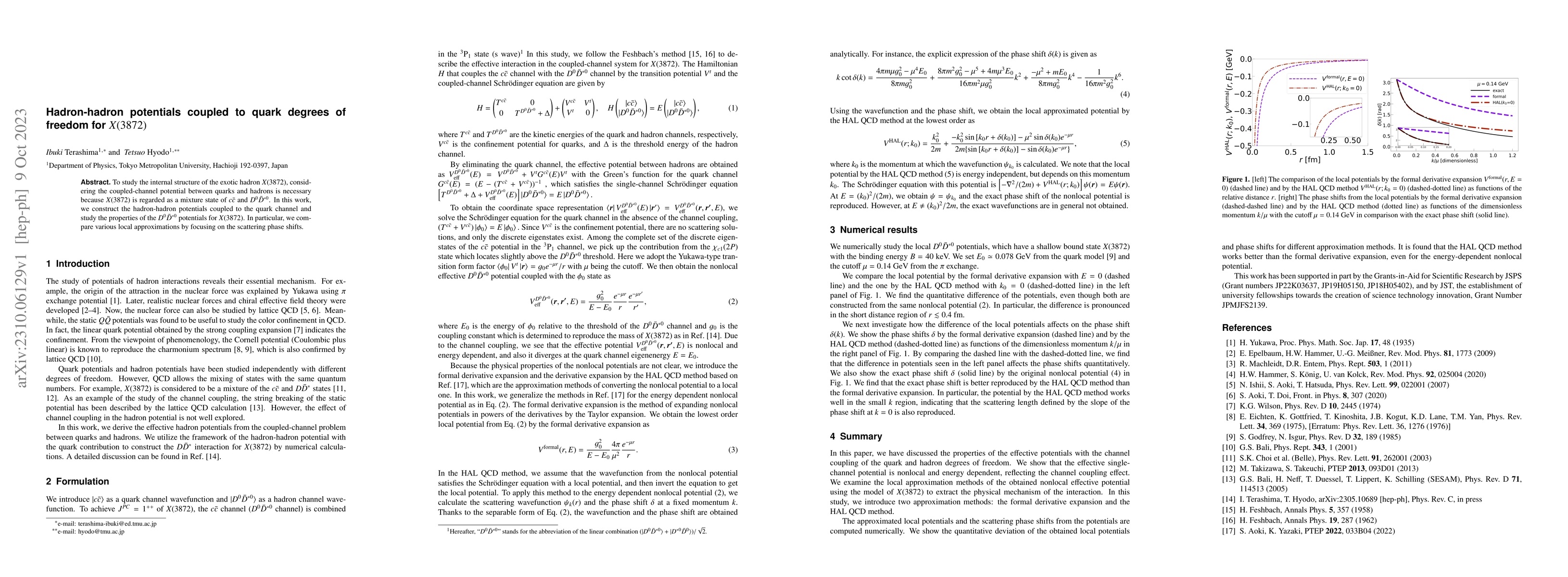 Thumbnail for Hadron-hadron potentials coupled to quark degrees of freedom for X(3872)