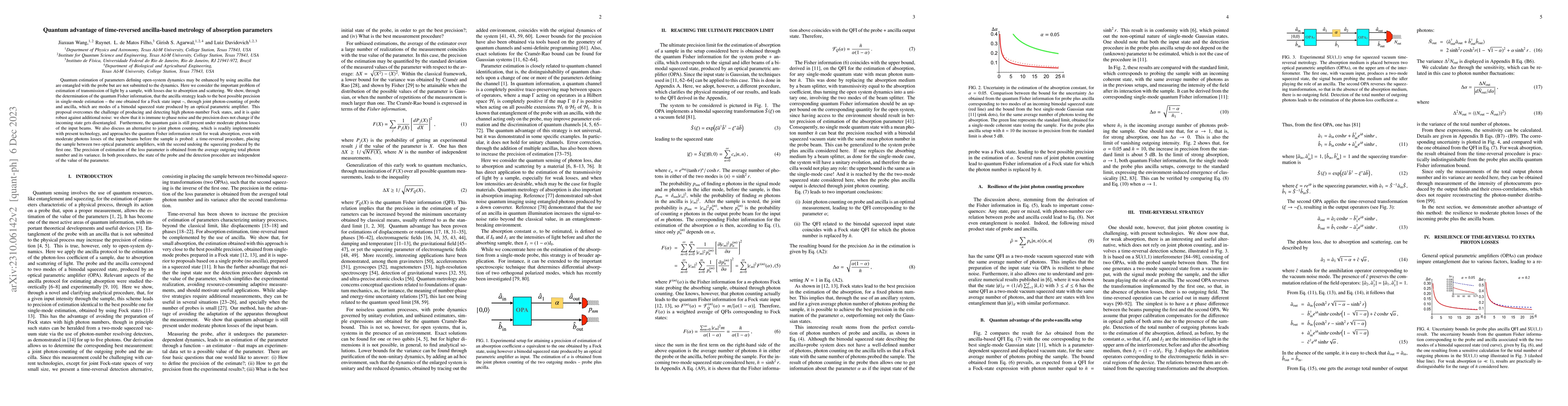 Thumbnail for Quantum advantage of time-reversed ancilla-based metrology of absorption
  parameters