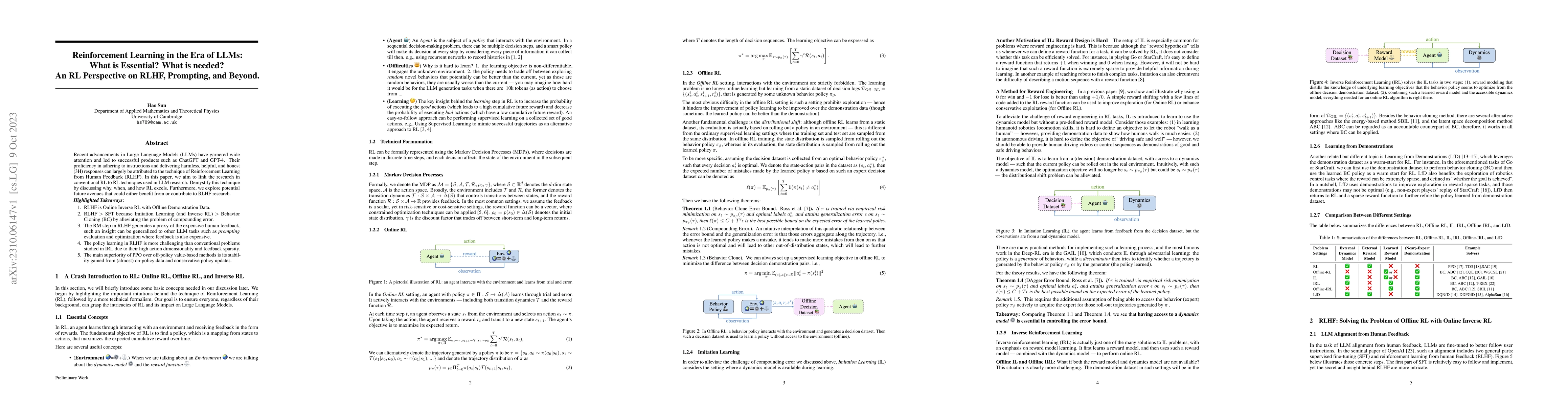Thumbnail for Reinforcement Learning in the Era of LLMs: What is Essential? What is
  needed? An RL Perspective on RLHF, Prompting, and Beyond