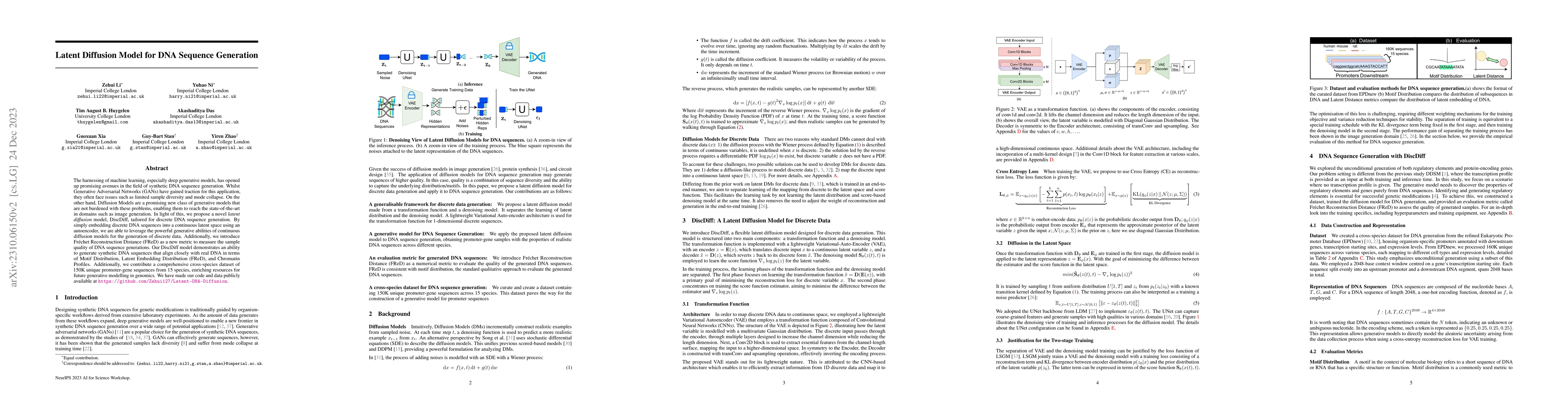 Thumbnail for Latent Diffusion Model for DNA Sequence Generation