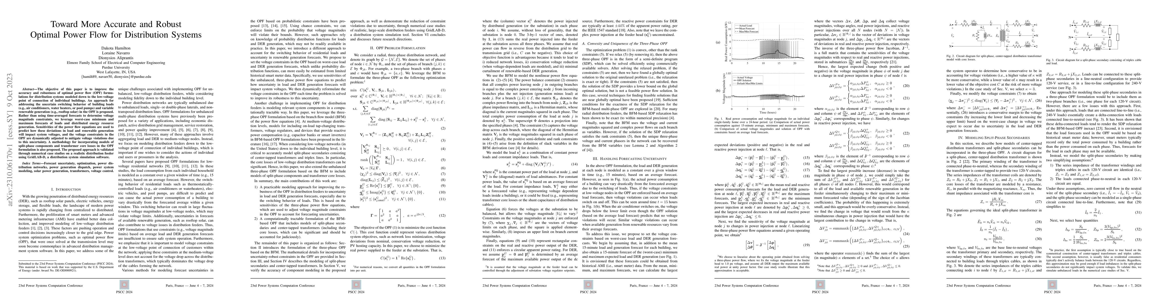 Thumbnail for Toward More Accurate and Robust Optimal Power Flow for Distribution
  Systems