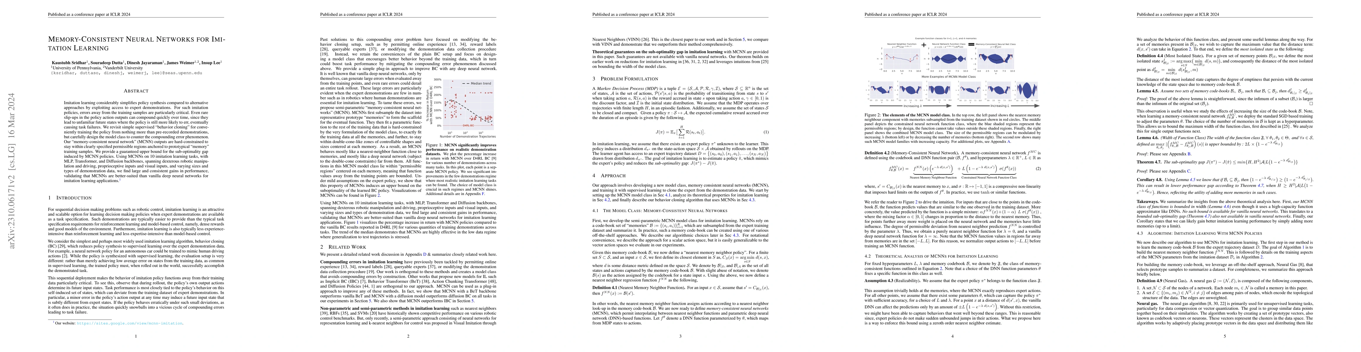 Thumbnail for Memory-Consistent Neural Networks for Imitation Learning