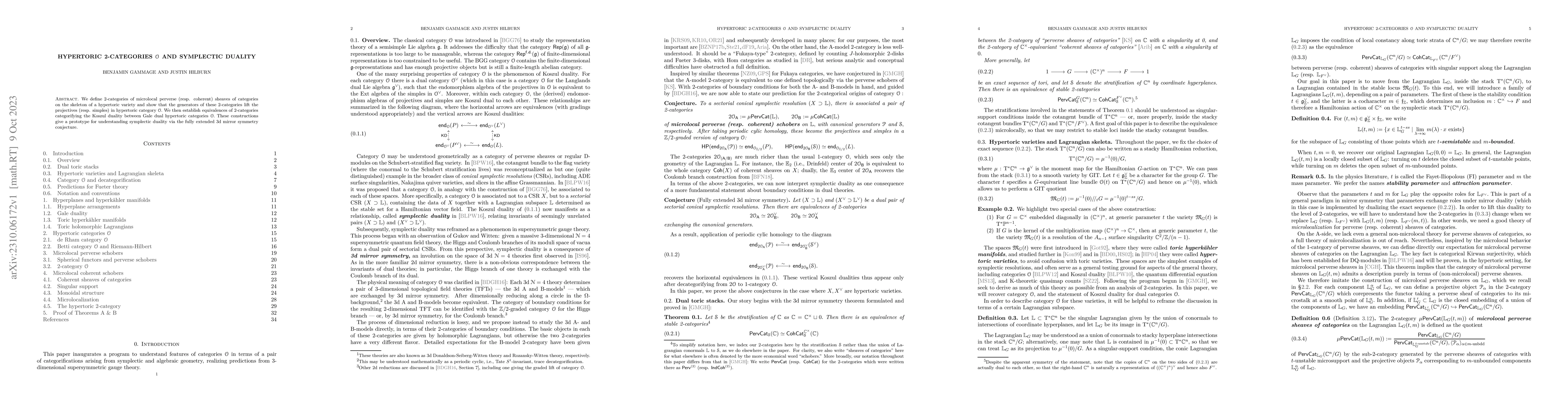 Thumbnail for Hypertoric 2-categories O and symplectic duality