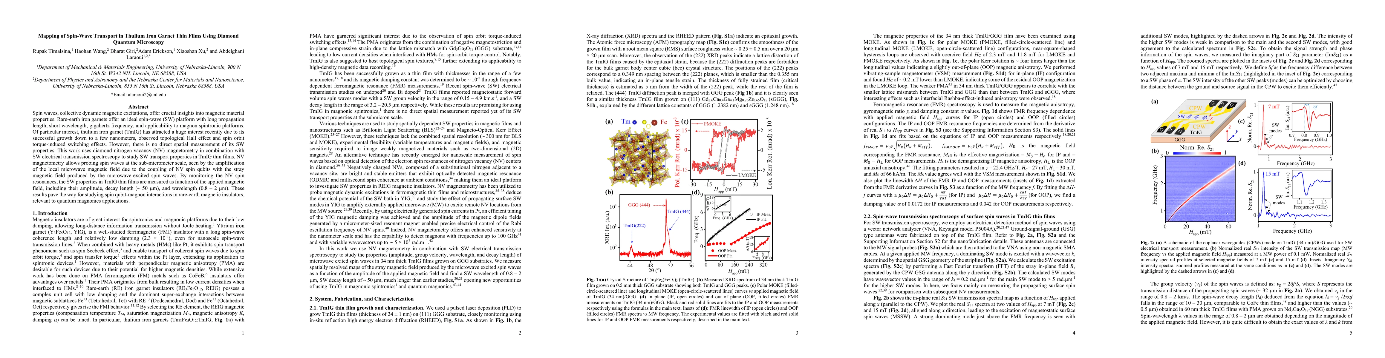 Thumbnail for Mapping of Spin-Wave Transport in Thulium Iron Garnet Thin Films Using
  Diamond Quantum Microscopy