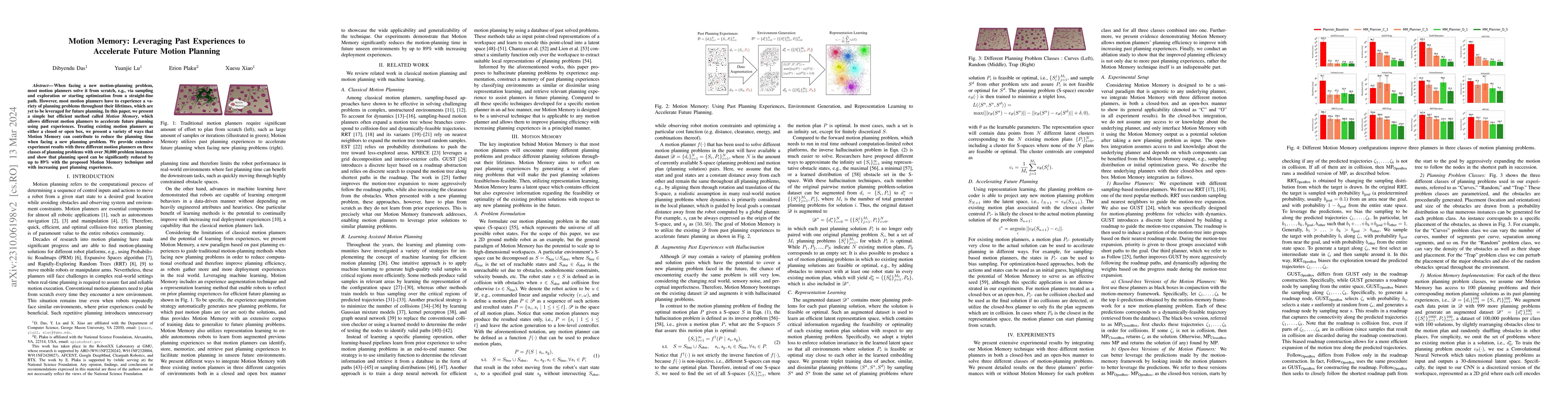 Thumbnail for Motion Memory: Leveraging Past Experiences to Accelerate Future Motion
  Planning