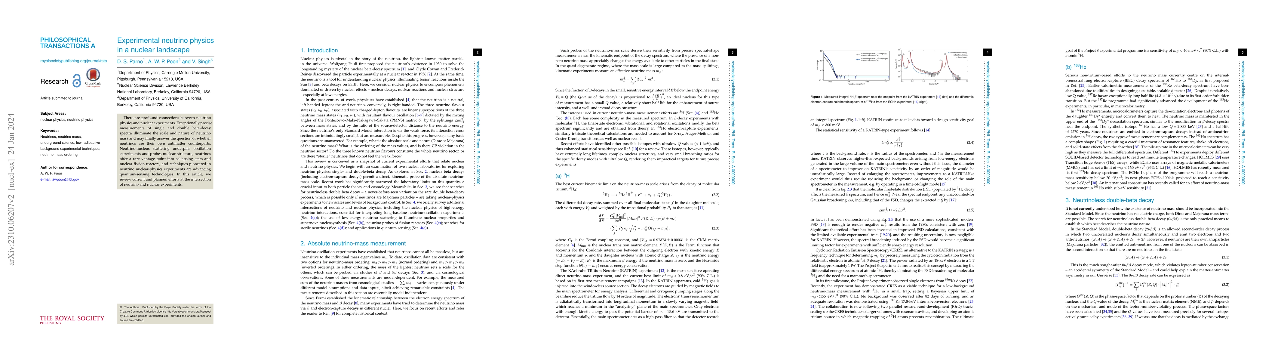 Thumbnail for Experimental neutrino physics in a nuclear landscape