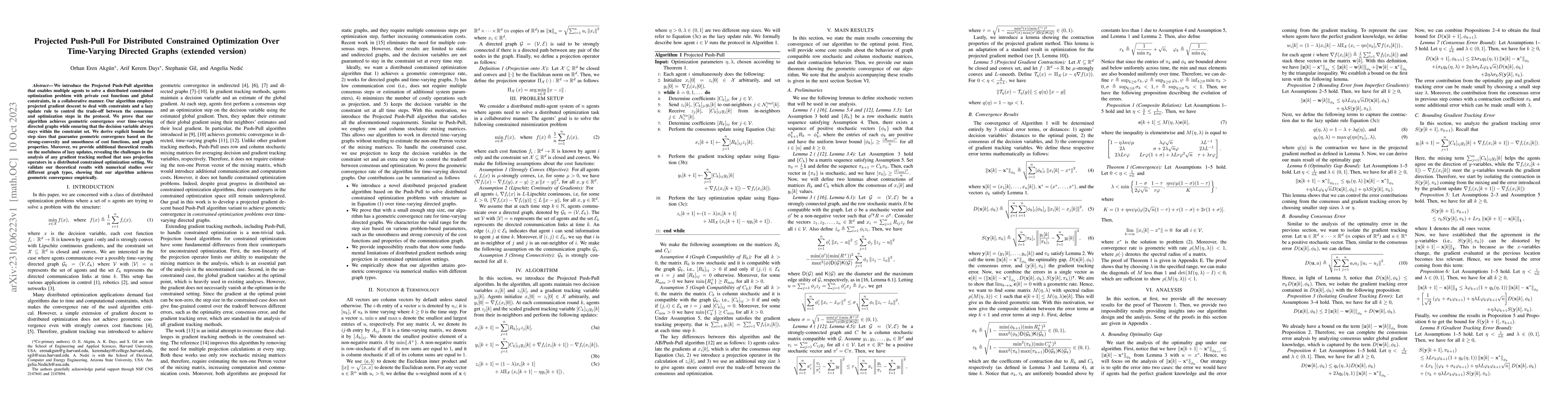 Thumbnail for Projected Push-Pull For Distributed Constrained Optimization Over
  Time-Varying Directed Graphs (extended version)