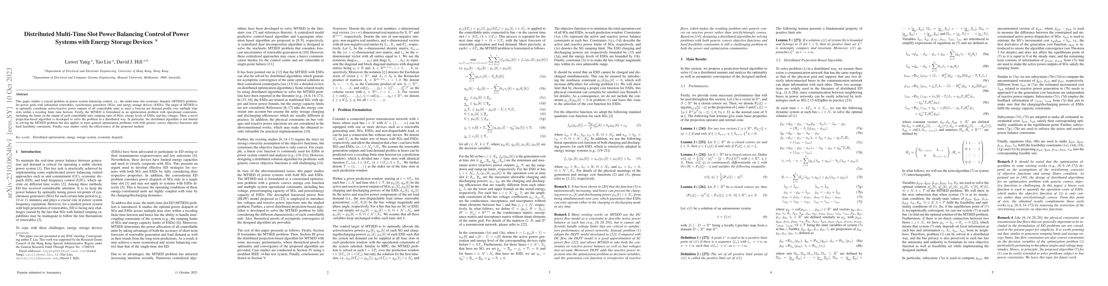 Thumbnail for Distributed Multi-Time Slot Power Balancing Control of Power Systems
  with Energy Storage Devices
