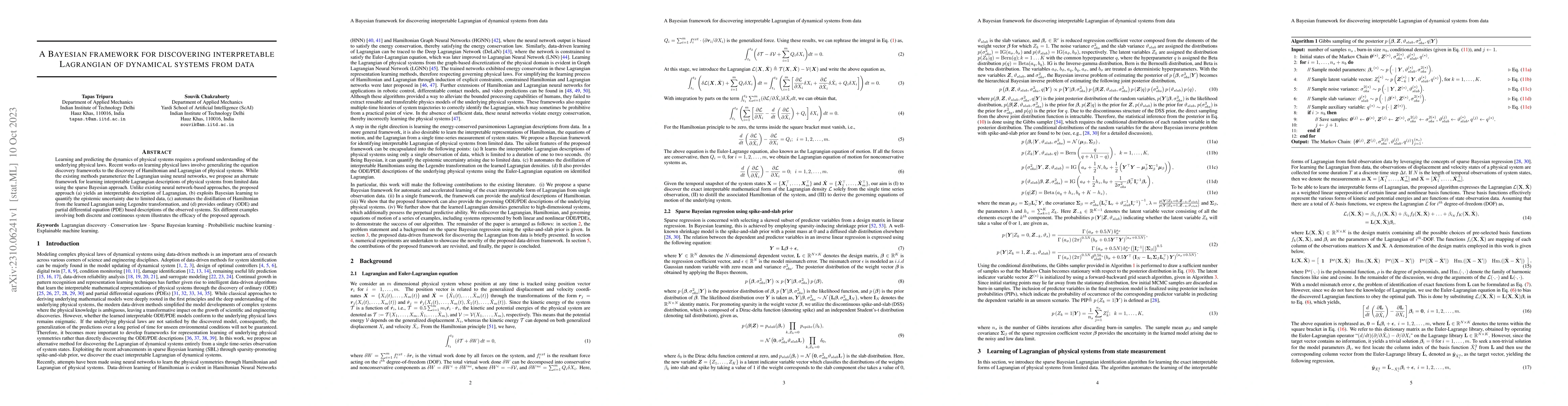 Thumbnail for A Bayesian framework for discovering interpretable Lagrangian of
  dynamical systems from data