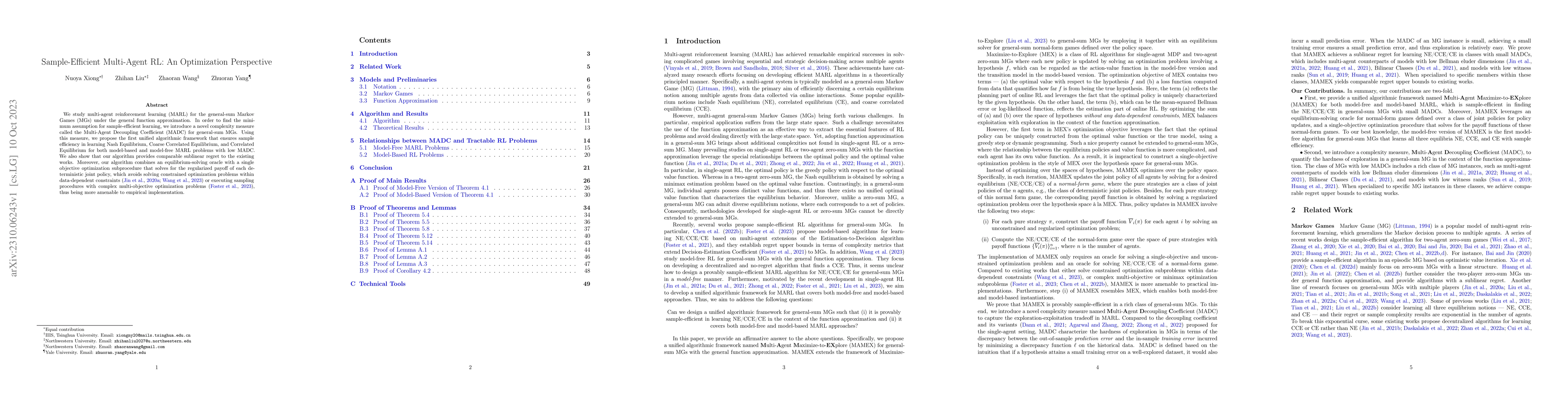 Thumbnail for Sample-Efficient Multi-Agent RL: An Optimization Perspective