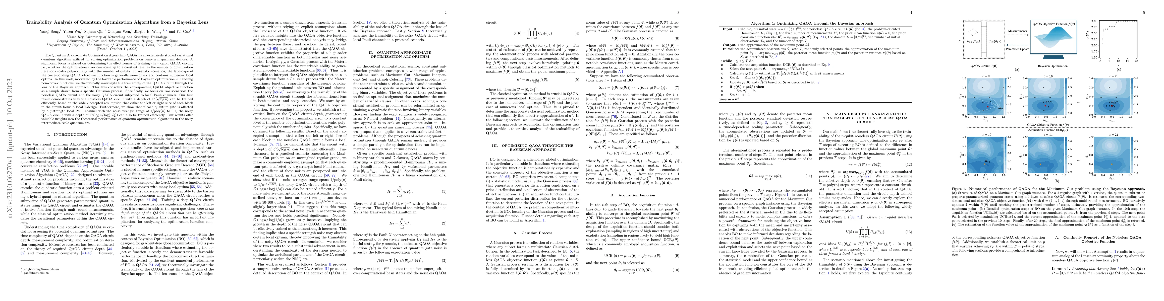 Thumbnail for Trainability Analysis of Quantum Optimization Algorithms from a Bayesian
  Lens