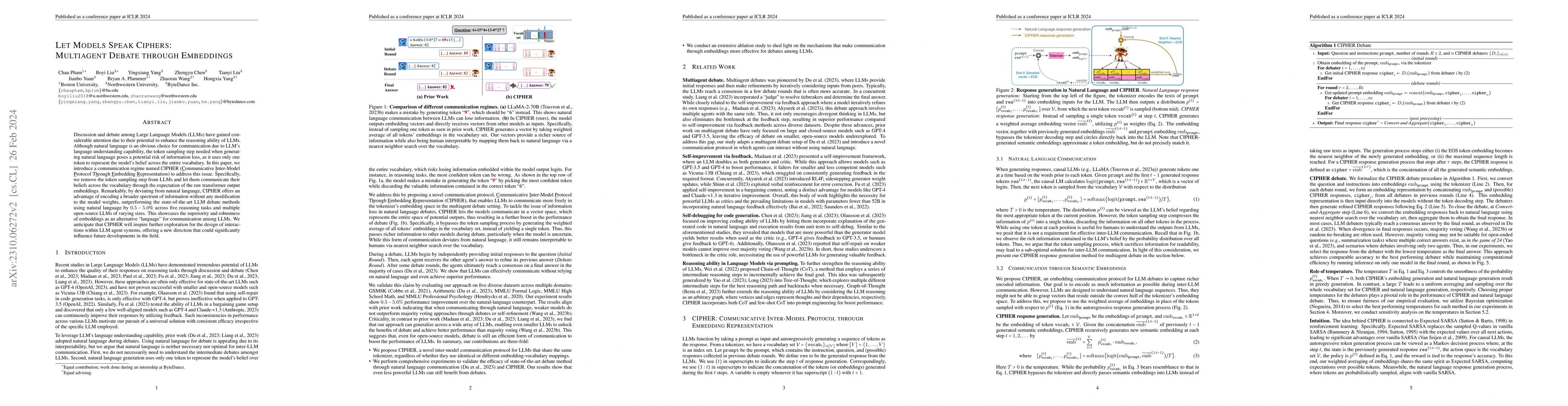 Thumbnail for Let Models Speak Ciphers: Multiagent Debate through Embeddings