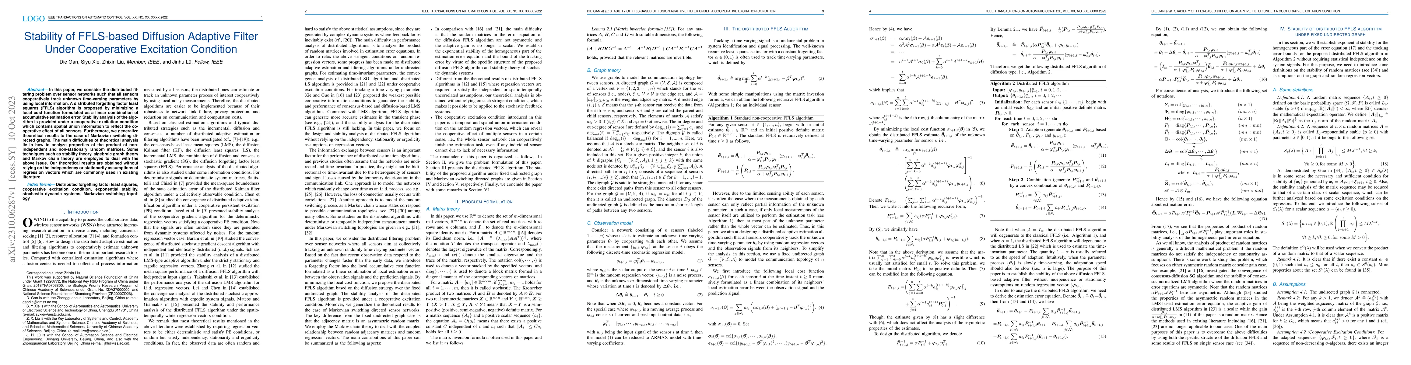 Thumbnail for Stability of FFLS-based diffusion adaptive filter under a cooperative
  excitation condition