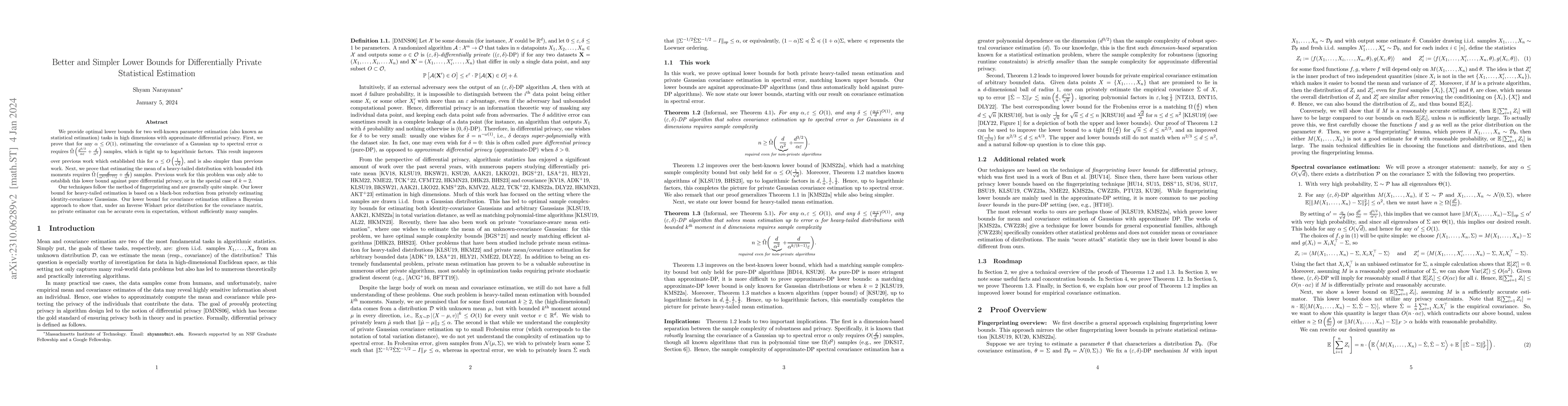 Thumbnail for Better and Simpler Lower Bounds for Differentially Private Statistical
  Estimation