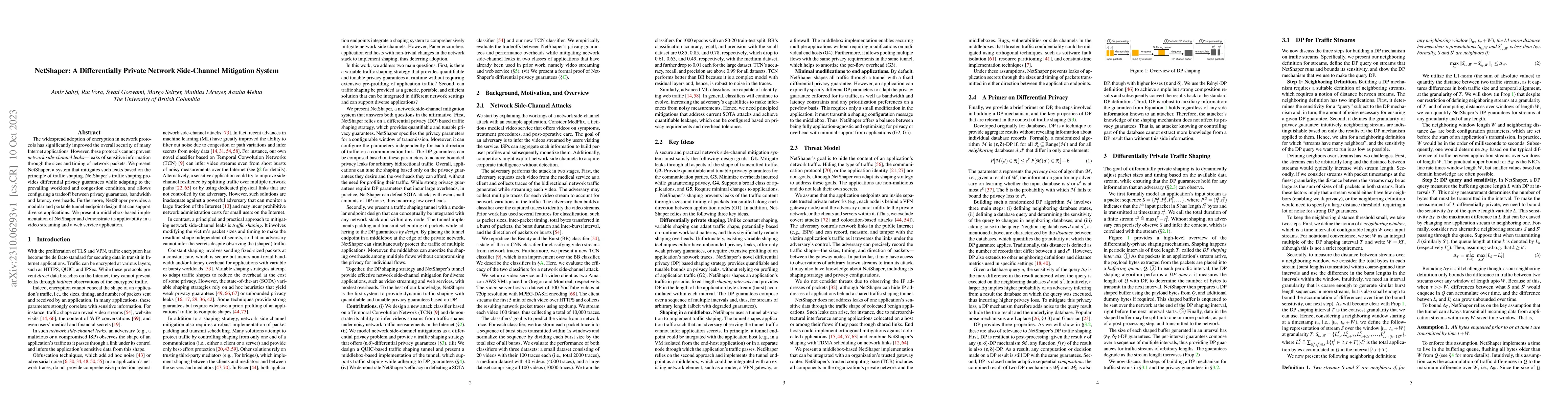 Thumbnail for NetShaper: A Differentially Private Network Side-Channel Mitigation
  System