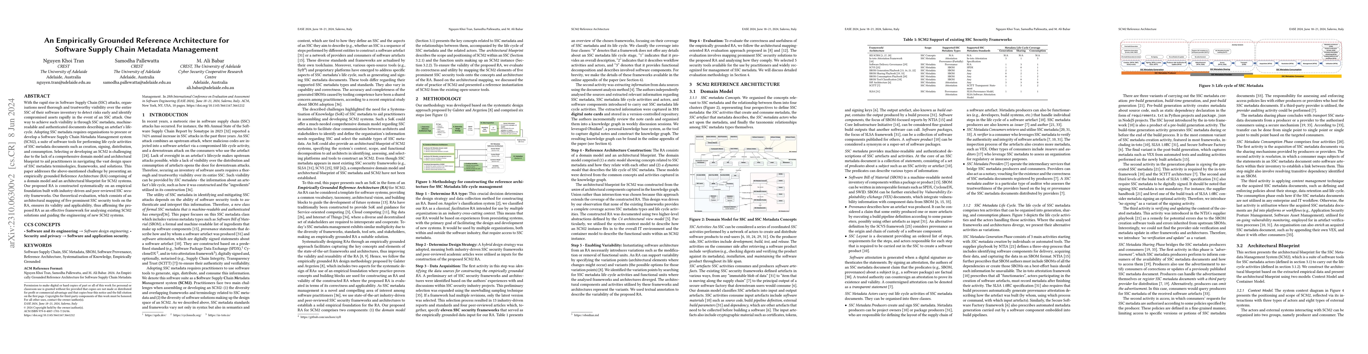 Thumbnail for An Empirically Grounded Reference Architecture for Software Supply Chain
  Metadata Management