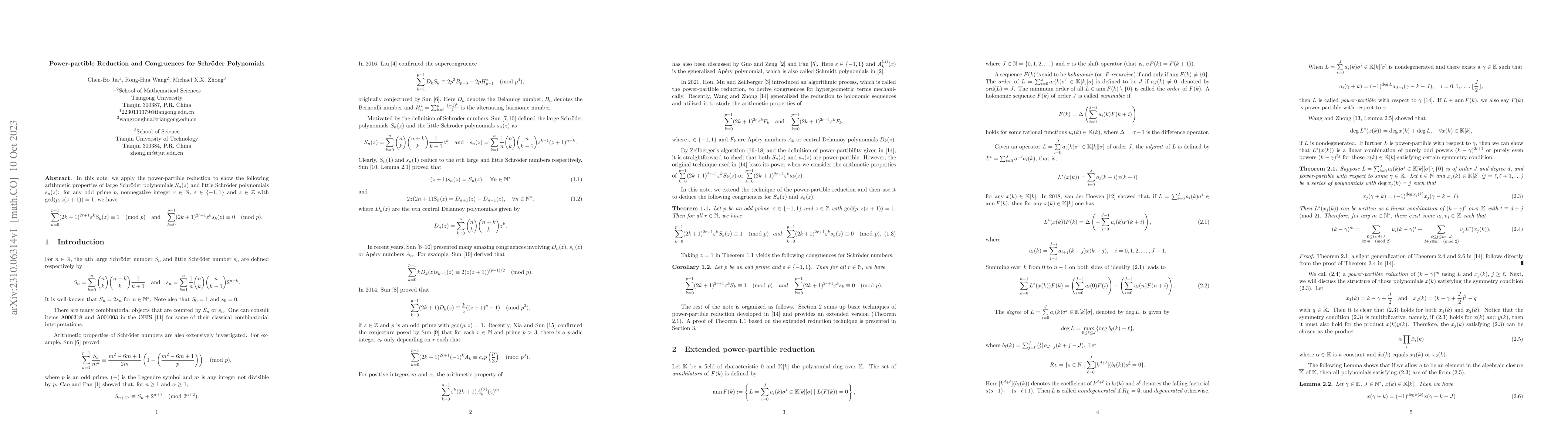 Thumbnail for Power-partible Reduction and Congruences for Schr\"oder Polynomials