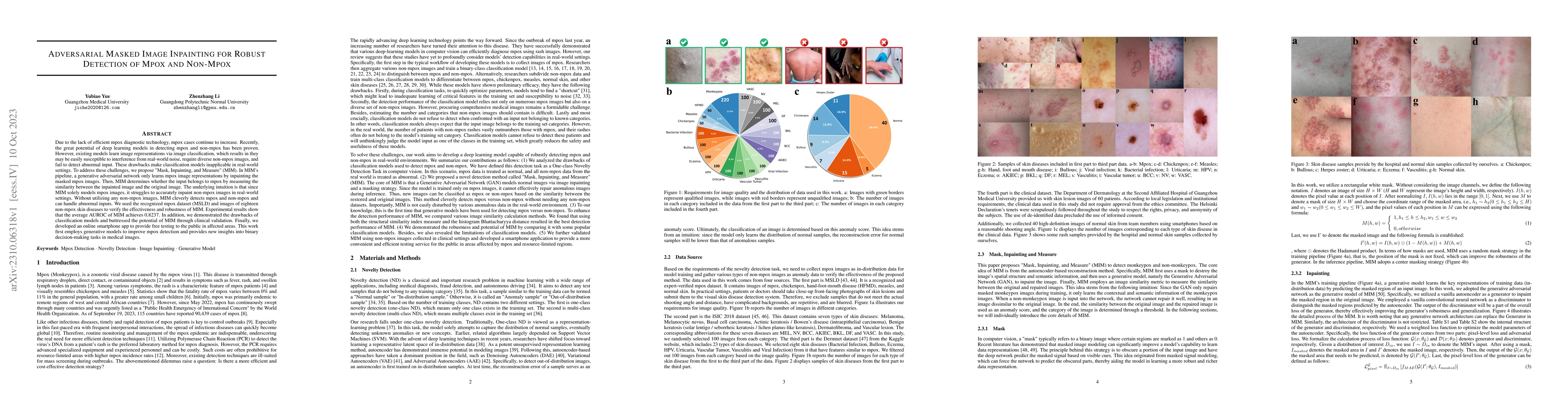 Thumbnail for Adversarial Masked Image Inpainting for Robust Detection of Mpox and
  Non-Mpox