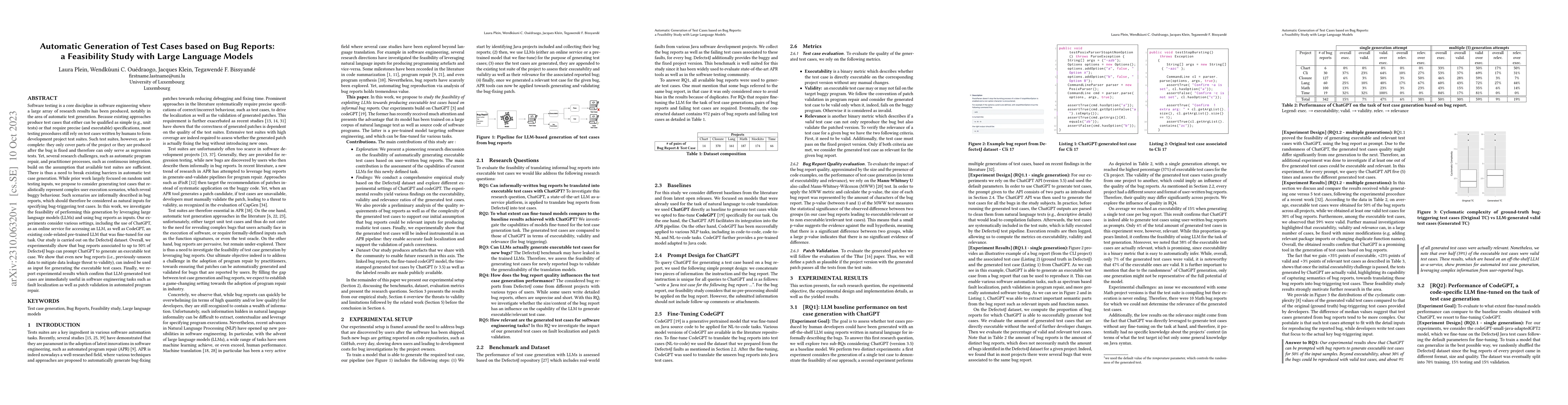 Thumbnail for Automatic Generation of Test Cases based on Bug Reports: a Feasibility
  Study with Large Language Models