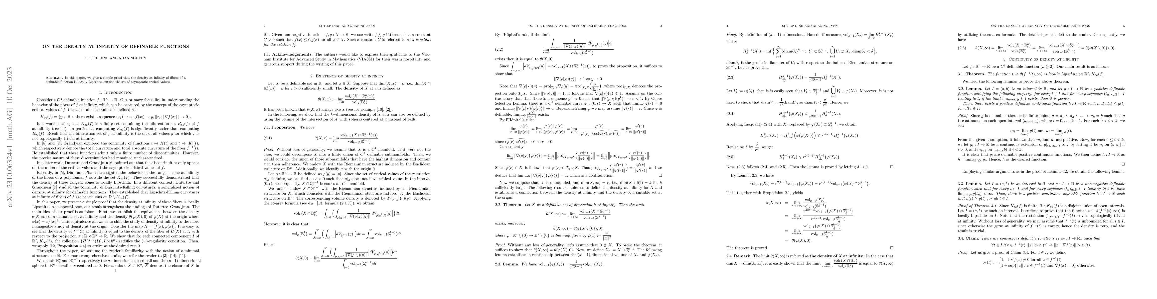 Thumbnail for On the density at infinity of definable functions