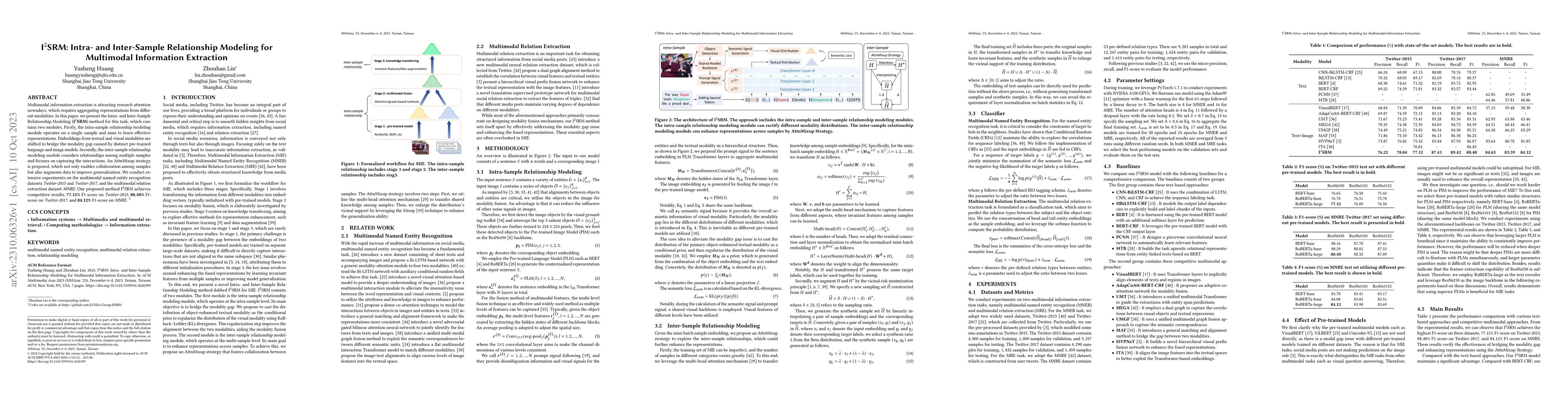 Thumbnail for I2SRM: Intra- and Inter-Sample Relationship Modeling for Multimodal
  Information Extraction
