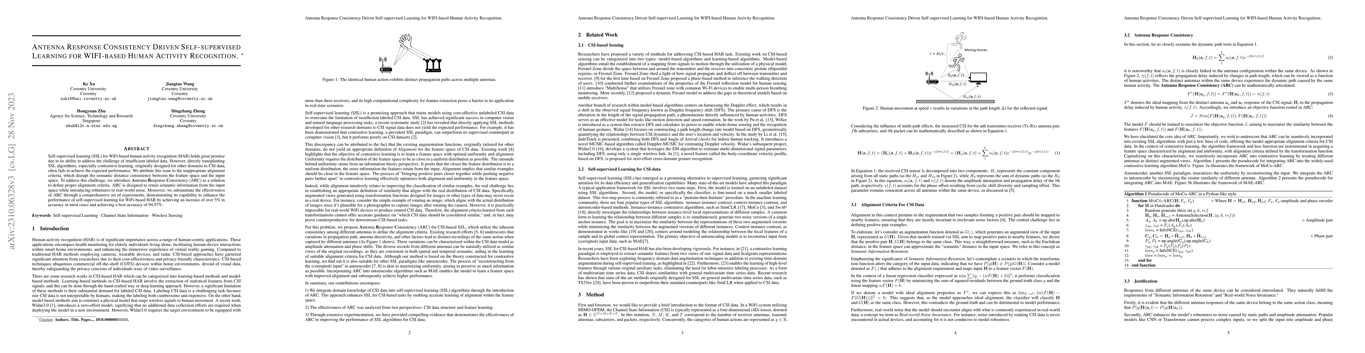 Thumbnail for Antenna Response Consistency Driven Self-supervised Learning for
  WIFI-based Human Activity Recognition