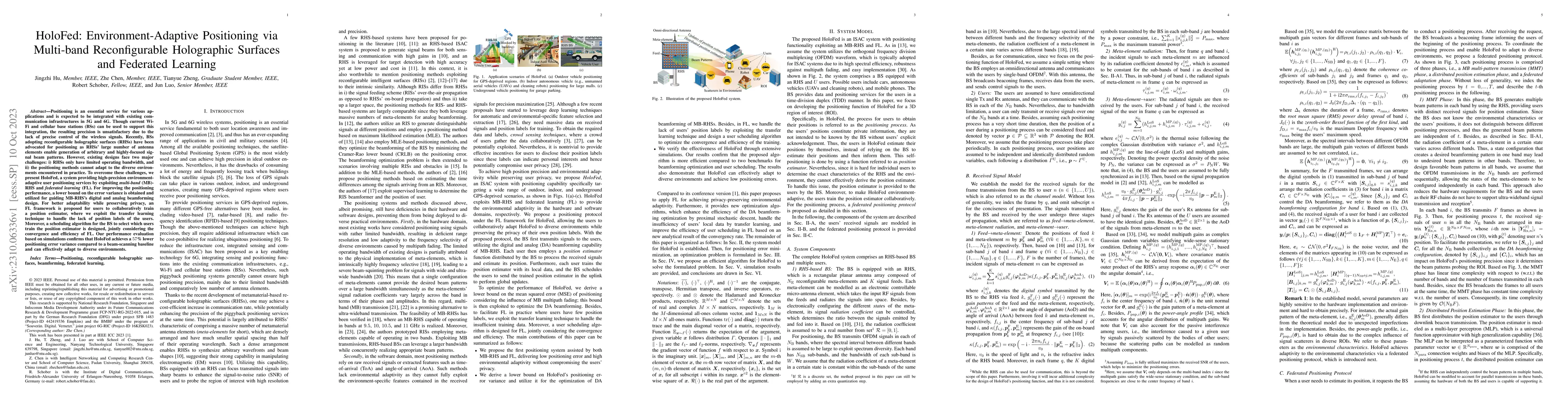 Thumbnail for HoloFed: Environment-Adaptive Positioning via Multi-band Reconfigurable
  Holographic Surfaces and Federated Learning