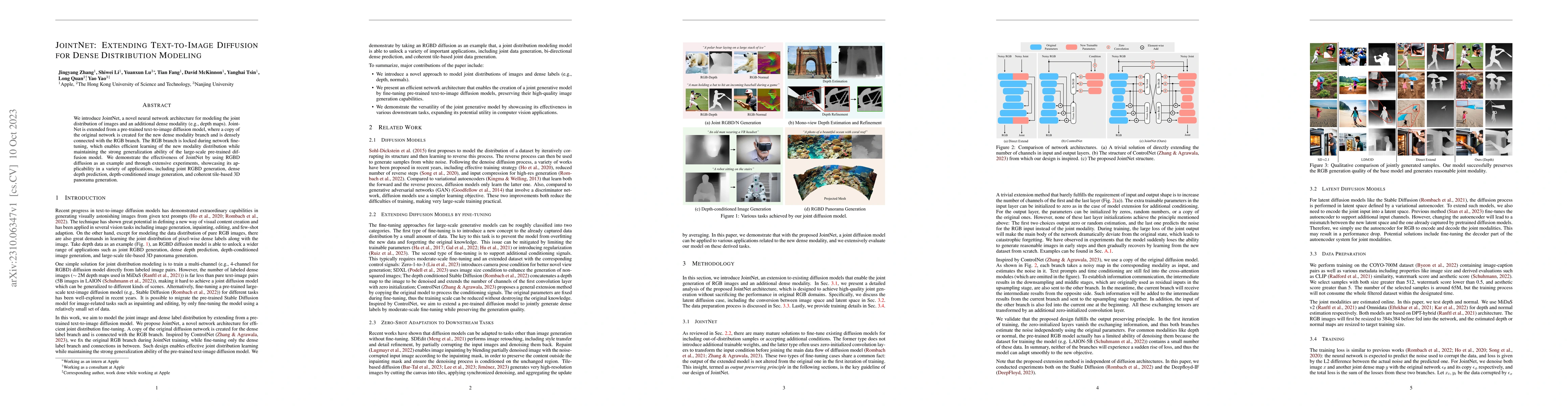 Thumbnail for JointNet: Extending Text-to-Image Diffusion for Dense Distribution
  Modeling