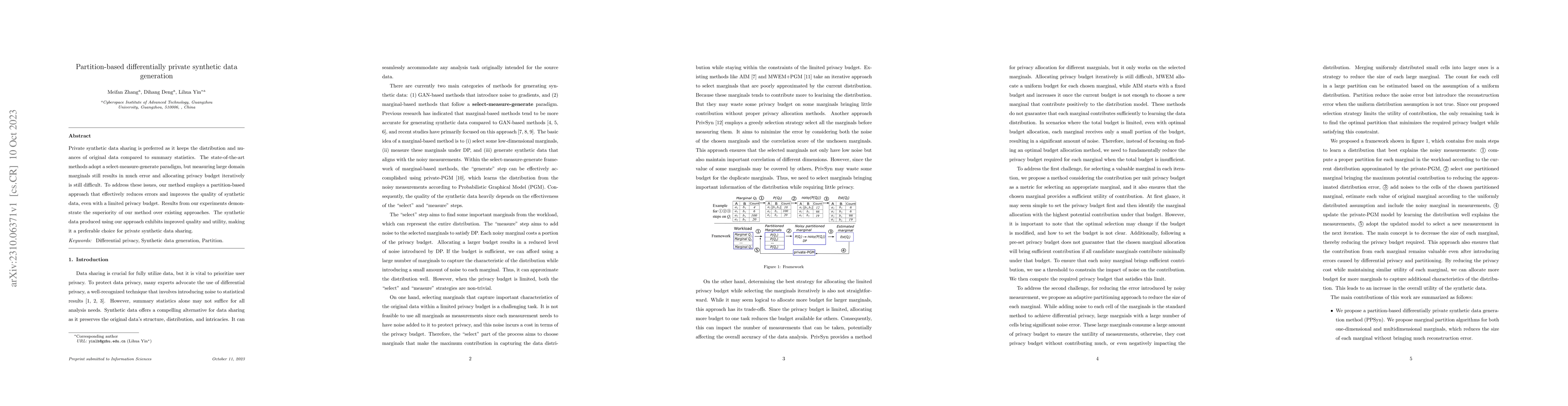 Thumbnail for Partition-based differentially private synthetic data generation