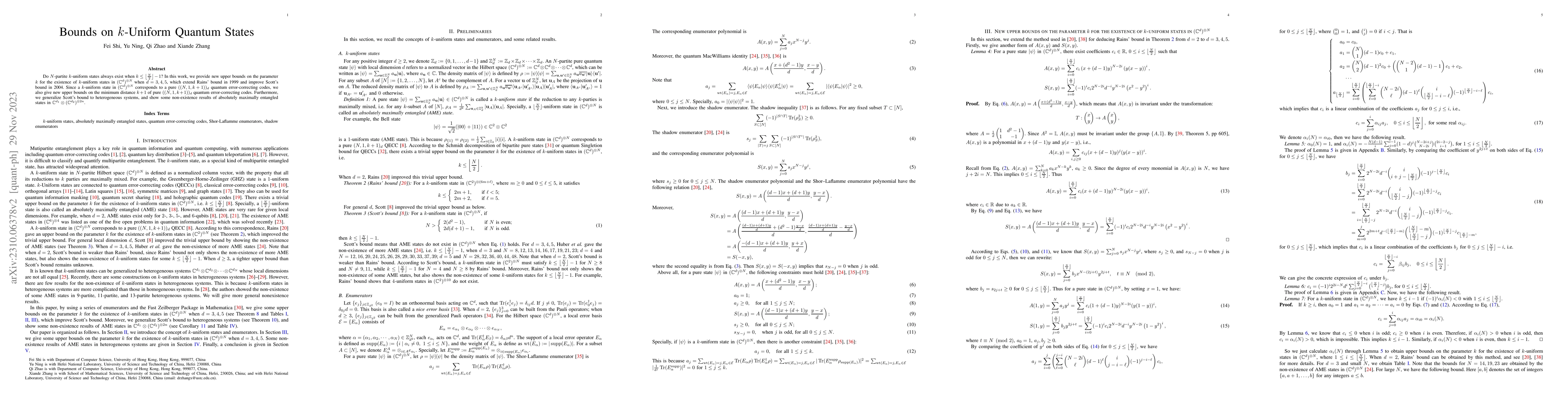 Thumbnail for Bounds on $k$-Uniform Quantum States