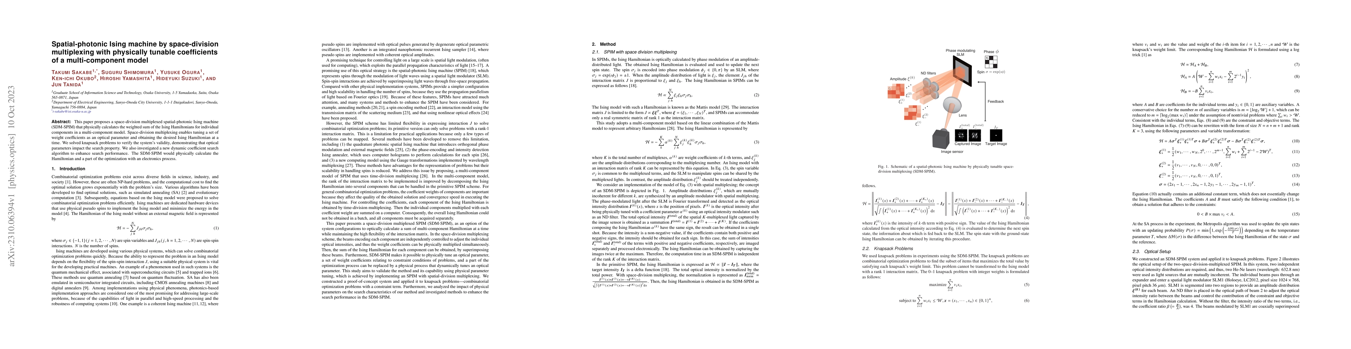 Thumbnail for Spatial-photonic Ising machine by space-division multiplexing with
  physically tunable coefficients of a multi-component model