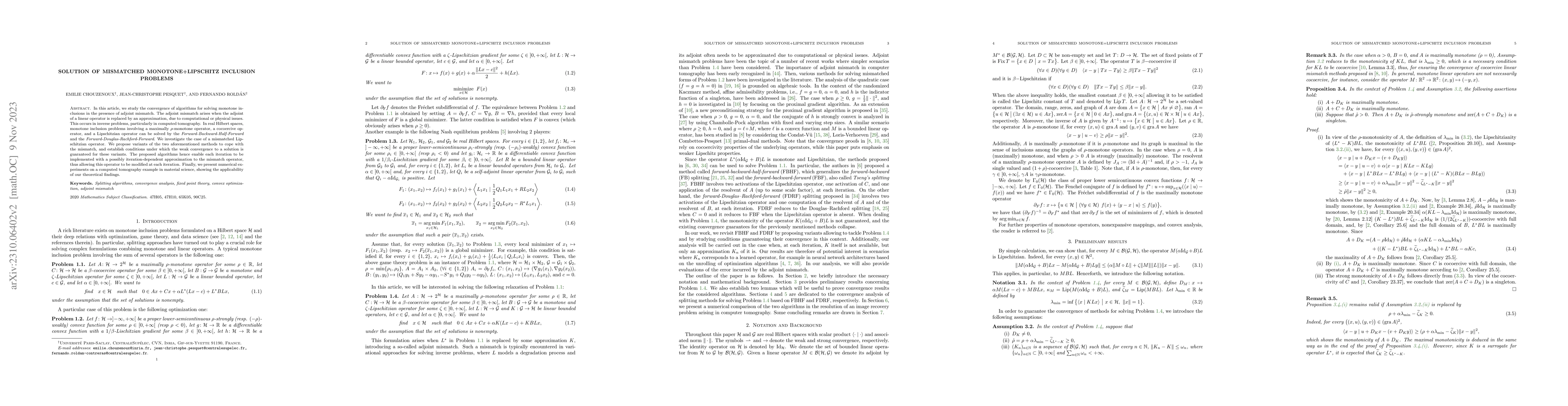 Thumbnail for Solution of Mismatched Monotone+Lipschitz Inclusion Problems