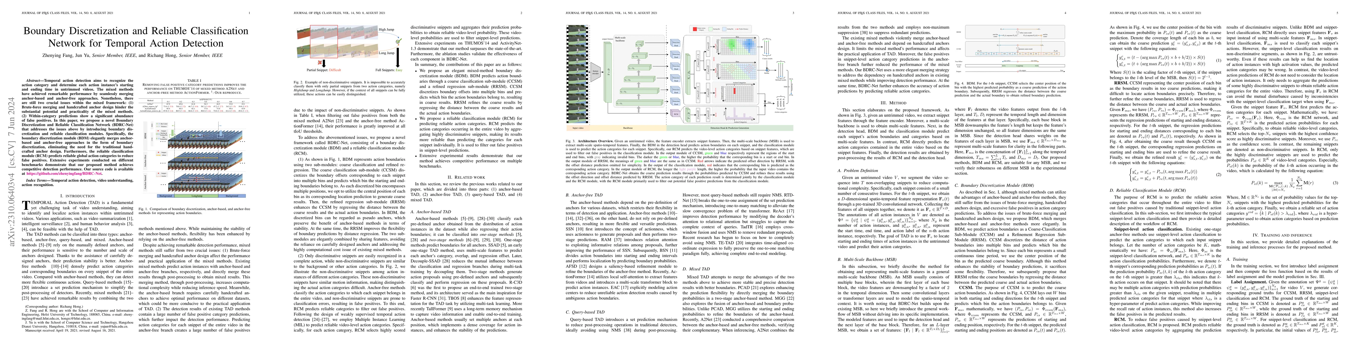 Thumbnail for Boundary Discretization and Reliable Classification Network for Temporal
  Action Detection