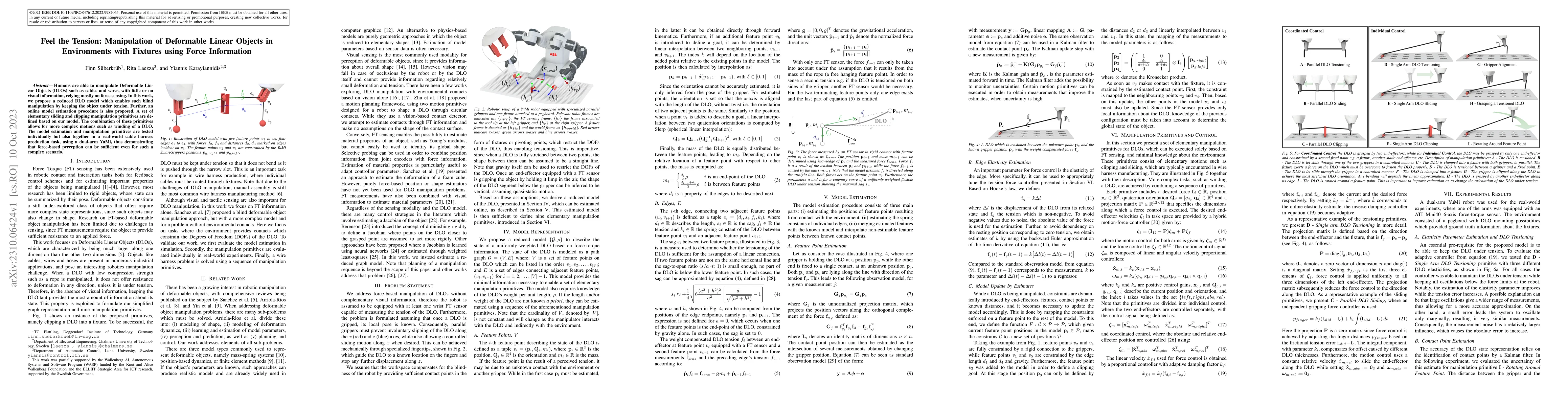 Thumbnail for Feel the Tension: Manipulation of Deformable Linear Objects in
  Environments with Fixtures using Force Information